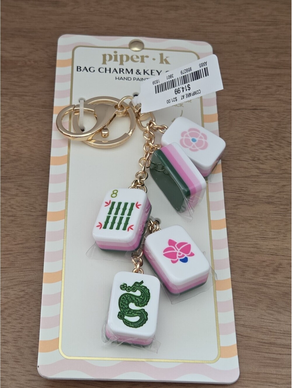 Piper K Bag Charm & Keychain Hand Painted Colorful Novelty NWT